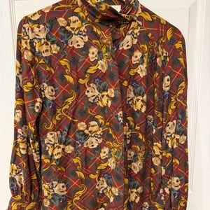 Pendleton Floral Blouse in Red and Yellow